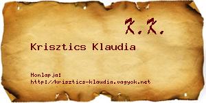 Krisztics Klaudia névjegykártya